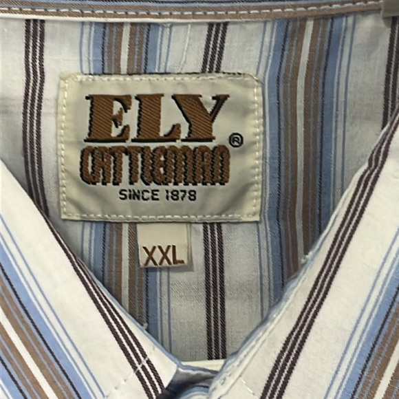Men’s Ely Cattleman striped long sleeve pearl snap shirt XXL - Picture 4 of 10